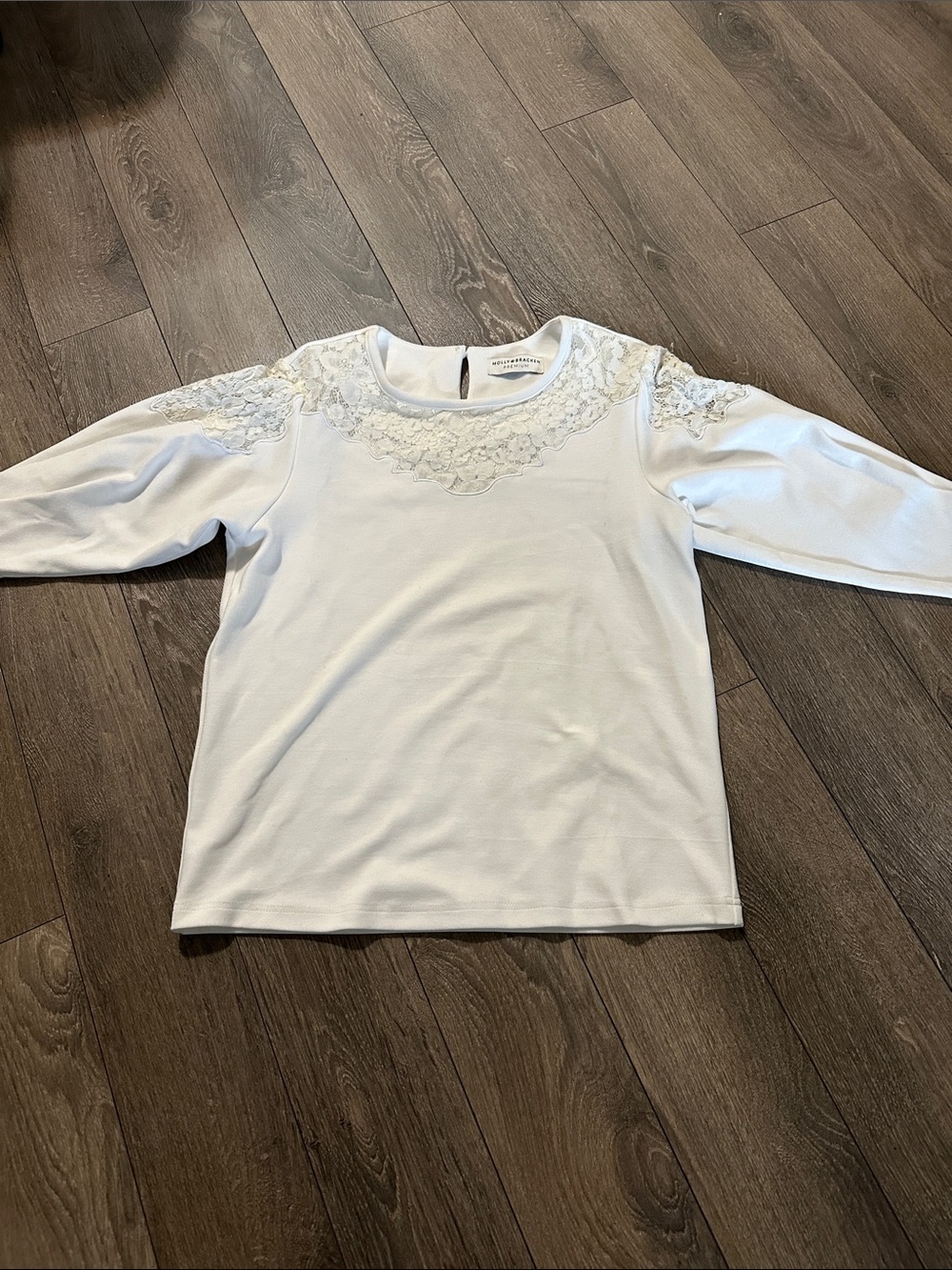 Molly Bracken White Long-Sleeve Lace Yoke Top